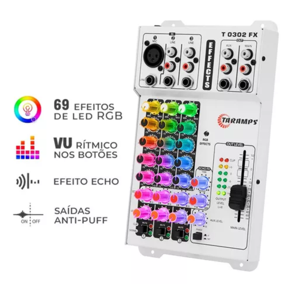 Mesa De Som Automotivo Taramps T0302 Fx Led Colorido Mesa De Som Automotivo Taramps T0302 Fx Led Colorido
